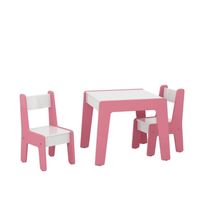 Conjunto De Mesa Infantil Com 2 Cadeiras Mdf Helena Branco Rosa