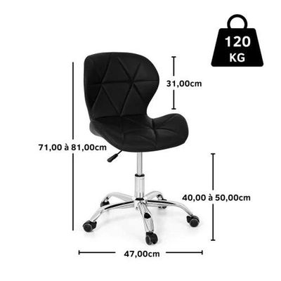 Conjunto 3 Cadeiras Office Eiffel Slim Giratória Ajustável Preta