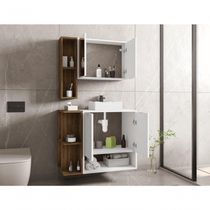 Conjunto Banheiro Gabinete E Espelheira Sardenha Branco Naturalle