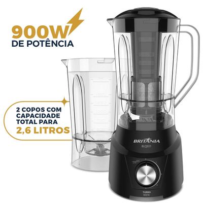 Liquidificador Britânia BLQE01 2 copos 2,6L 900W 220V