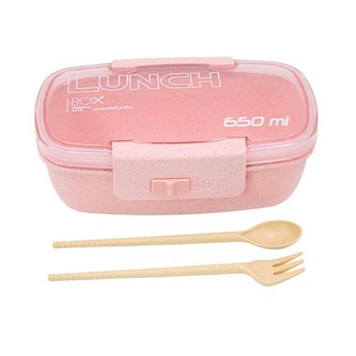 Marmita Pote 650ml Com Tampa Garfo Colher Freezer Micro-ondas Fit Rosa