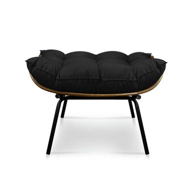 Puff Costela Suede Base Metal Drossi - Preto
