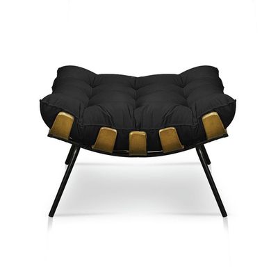 Puff Costela Suede Base Metal Drossi - Preto