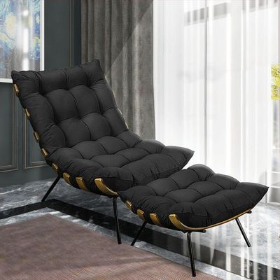 Puff Costela Suede Base Metal Drossi - Preto