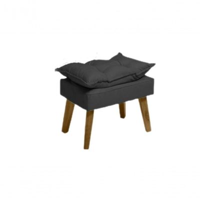 Poltrona/cadeira Decorativa E Puff Glamour Com Pés Quadrado Preto