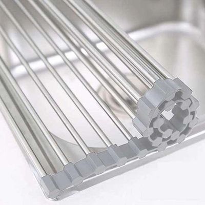 Escorredor De Pia Dobravel Portatil Aço Inox Tamanho 37x35 M
