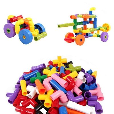 Brinquedo De Montar Interativo Plastico Blocos Infantil Coloridos Tubos Canos Encaixar