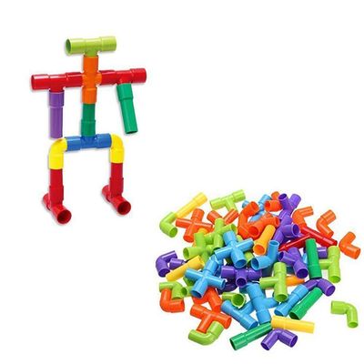 Brinquedo De Montar Interativo Plastico Blocos Infantil Coloridos Tubos Canos Encaixar