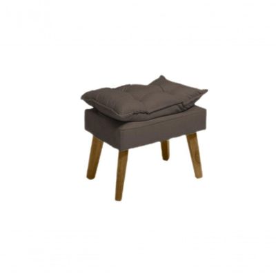 Poltrona/cadeira Decorativa E Puff Glamour Com Pés Quadrado Marrom