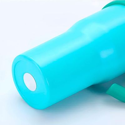 Copo Térmico Inox Com Alça Canudo Esmaltado Glitter Bege Com Amarelo