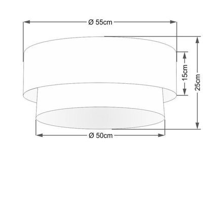 Plafon Duplo Cilíndrico Vivare Md-3063 Cúpula Em Tecido 55x50cm - Bivolt Preto-linho-bege 127/220v