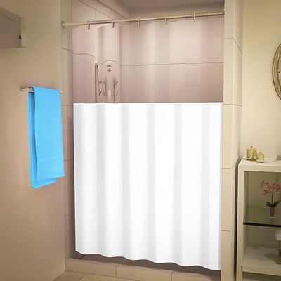 Cortina De Box Banheiro Pvc Com Visor Liso 138x198cm Branco