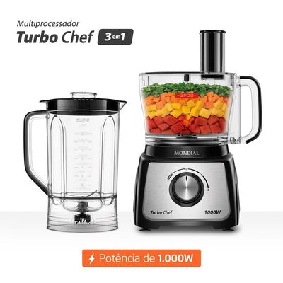 Multiprocessador Turbo Chef 3 Em 1 Mondial Preto 1000W MPN-02-BE 110V