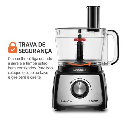 Multiprocessador Turbo Chef 3 Em 1 Mondial Preto 1000W MPN-02-BE 110V