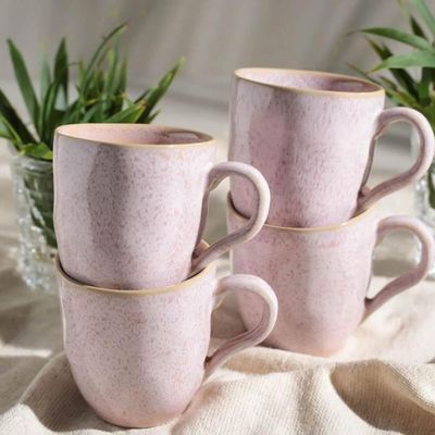 Caneca de Chá Cerâmica 273ml Rosa Xicara Avulsa Orgânico Litchi Porto Brasil