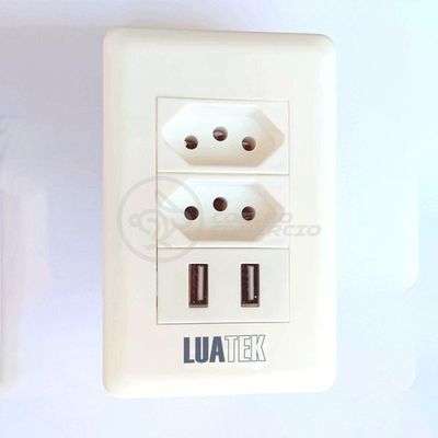Tomada De Parede 2 Entrada Fonte 2 Usb 5v 10a Bivolt Bivolt