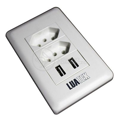 Tomada De Parede 2 Entrada Fonte 2 Usb 5v 10a Bivolt Bivolt