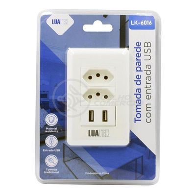 Tomada De Parede 2 Entrada Fonte 2 Usb 5v 10a Bivolt Bivolt