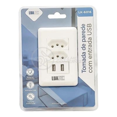 Tomada De Parede 2 Entrada Fonte 2 Usb 5v 10a Bivolt Bivolt