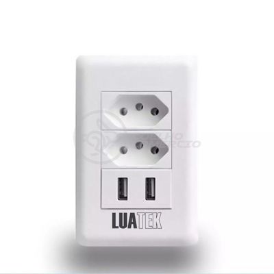 Tomada De Parede 2 Entrada Fonte 2 Usb 5v 10a Bivolt Bivolt
