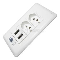 Tomada De Parede 2 Entrada Fonte 2 Usb 5v 10a Bivolt