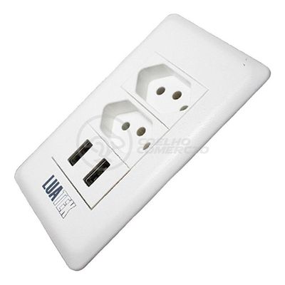 Tomada De Parede 2 Entrada Fonte 2 Usb 5v 10a Bivolt Bivolt