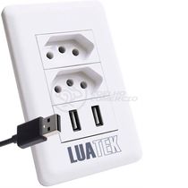 Tomada De Parede 2 Entrada Fonte 2 Usb 5v 10a Bivolt