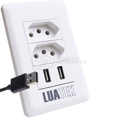 Tomada De Parede 2 Entrada Fonte 2 Usb 5v 10a Bivolt Bivolt