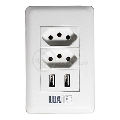 Tomada De Parede 2 Entrada Fonte 2 Usb 5v 10a Bivolt Bivolt