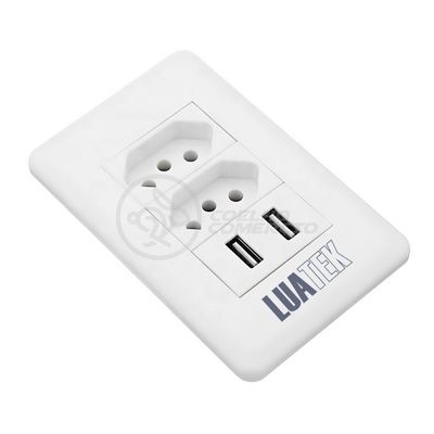 Tomada De Parede 2 Entrada Fonte 2 Usb 5v 10a Bivolt Bivolt