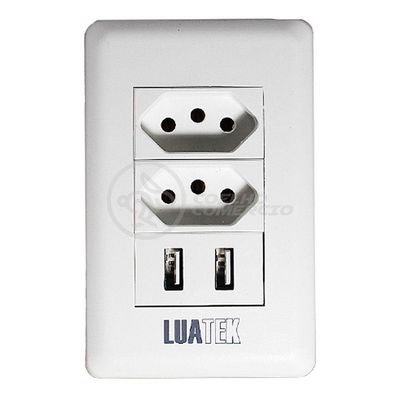 Tomada De Parede 2 Entrada Fonte 2 Usb 5v 10a Bivolt Bivolt