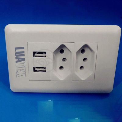 Tomada De Parede 2 Entrada Fonte 2 Usb 5v 10a Bivolt Bivolt