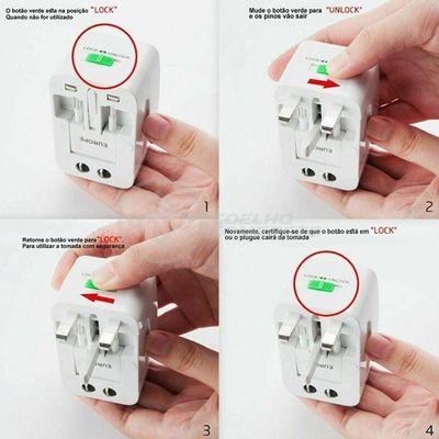 Adaptador Tomada Universal Padrão 150 Países Bivolt Bivolt