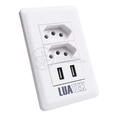 Tomada De Parede 2 Entrada Fonte 2 Usb 5v 10a Bivolt Bivolt