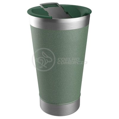 Copo Térmico C/ Tampa E Abridor 473Ml Inox - Verde