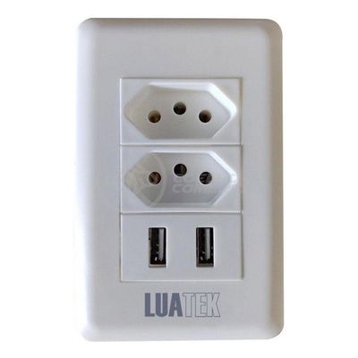 Tomada De Parede 2 Entrada Fonte 2 Usb 5v 10a Bivolt Bivolt