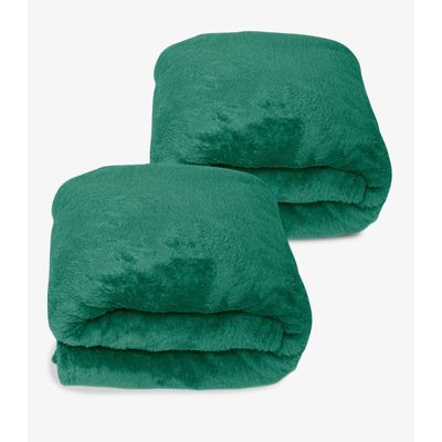 Kit 2 Mantas de Microfibra Lisa Casal Infinita Cor Verde UN / Verde