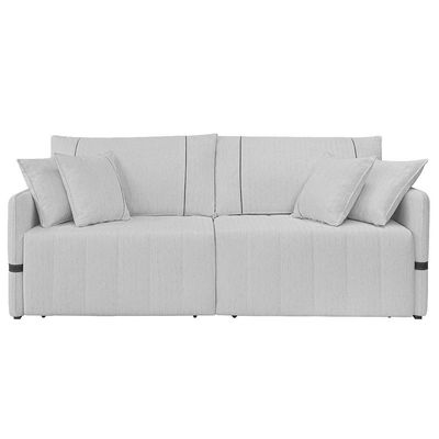 Sofá Cama Retrátil 200cm Essence D05 Linho Cinza/preto - Mpozenato