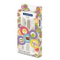 Jogo De Talheres Infantil Tramontina Baby Friends Em Inox Com Desenho Alto Relevo 3 Peças