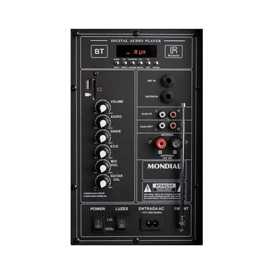 Caixa Amplificada Mondial CM 550 Bluetooth 550W Preta - Bivolt UNICA