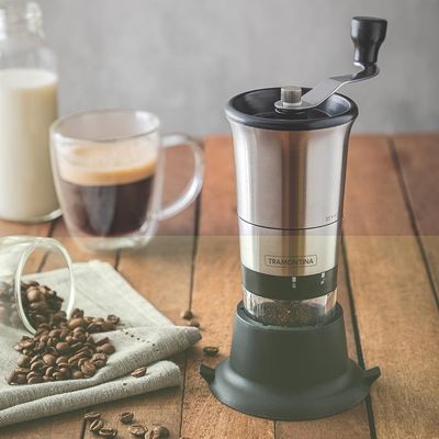 Moedor de Café Tramontina Realce em Acrílico, Aço Inox e Silicone  Preto/Inox