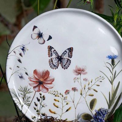 Prato de Sobremesa 21,5cm Bio Encanto Porto Brasil Cerâmica Estampada Floral Avulso
