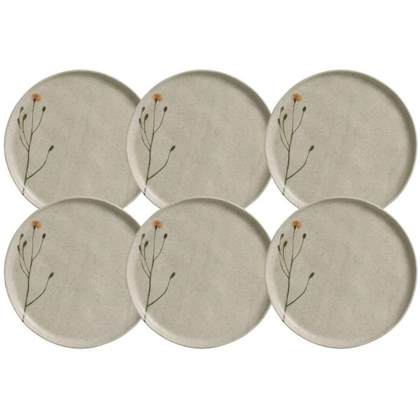 Jogo 6 Pratos Rasos Cerâmica Porto Brasil Cinza 27cm Bio Campestre Mesa Posta Stoneware