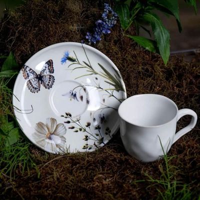 Xícara de Chá 170ml com Pires Bio Encanto Cerâmica Stoneware Decorada Porto Brasil