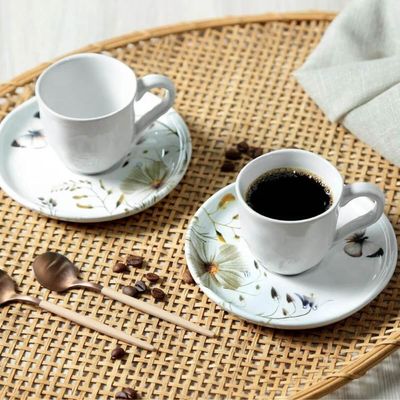 Xícara de Chá 170ml com Pires Bio Encanto Cerâmica Stoneware Decorada Porto Brasil