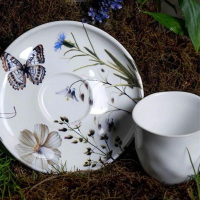 Xícara de Chá 170ml com Pires Bio Encanto Cerâmica Stoneware Decorada Porto Brasil