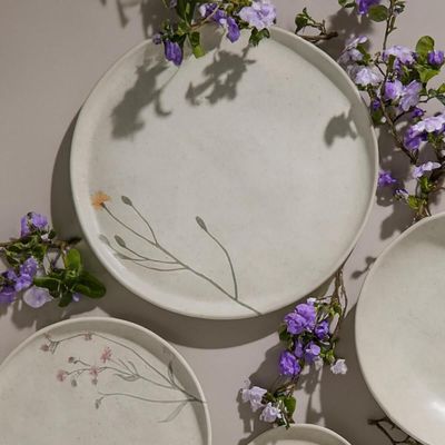 Jogo 4 Pratos Rasos Cerâmica 27cm Porto Brasil Campestre Stoneware Decorada