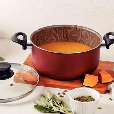 Panela Caçarola Tramontina Paris Antiaderente Com Tampa De Vidro 20 Cm 2,9 L Vermelho
