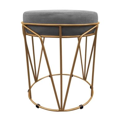 Puff Multiuso Com Mesa 2 Em 1 Suede Grafite Base Dourado