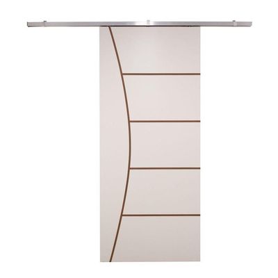 Porta De Correr Branco Prime Frisada Kit Alumínio F10 - 210x100